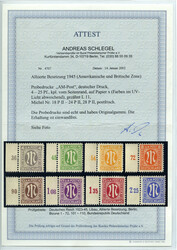 4, 5, 6, 8, 10, 12, 15 und 25 Pf. AM-Post 1945, Deutscher Druck, ...